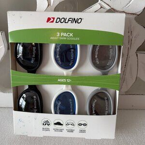 NIB - Dolfino 3-pack Adult Swim Goggles - Black, White and Gray